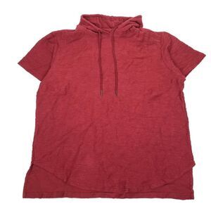 LIFTED ANCHORS Streetwear Knit Short Sleeve Sweatshirt Hoodie Shirt Mens XL Red